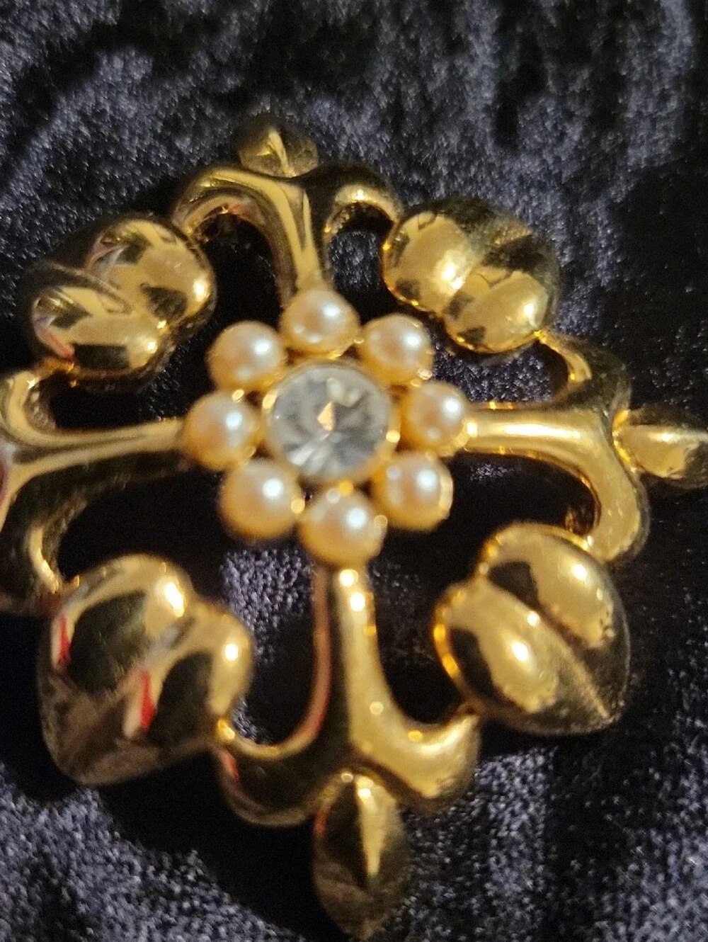 Monet: Vintage Gold-Tone Floral Pearl & Crystal Brooch - Elegant Women Jewelry